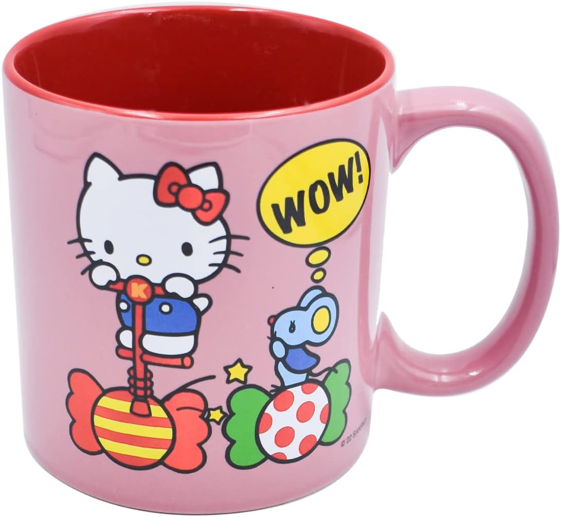 Hello Kitty Tarro de Cerámica Metalizado Kitty Sweet Candy Sanrio Capacidad 591 mililitros, Color Rosa