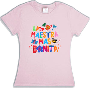 Playera La Maestra mas bonita Bichota corte Dama o Unisex Dia del Maestro 15 de Mayo