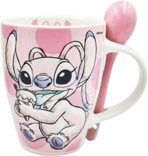 Cargar imagen en el visor de la galería, Stitch Juego de 2 Tazas de Pareja con cucharas Disney Lilo &amp; Stitch Tarros de Ceramica capacidad 310 ml Novios Dia de San Valentin Dia del Amor

