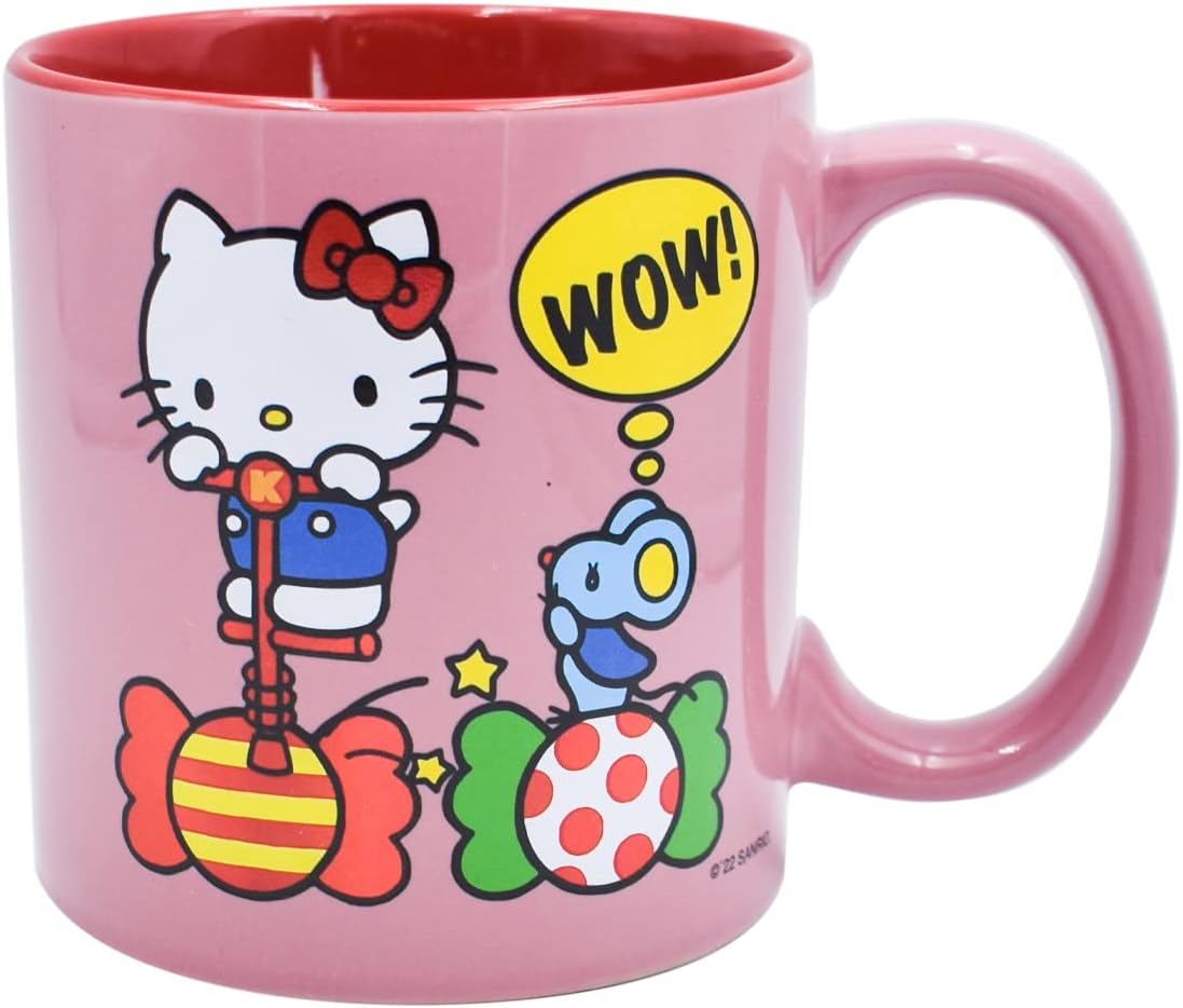 Hello Kitty Tarro de Cerámica Metalizado Kitty Sweet Candy Sanrio Capacidad 591 mililitros, Color Rosa
