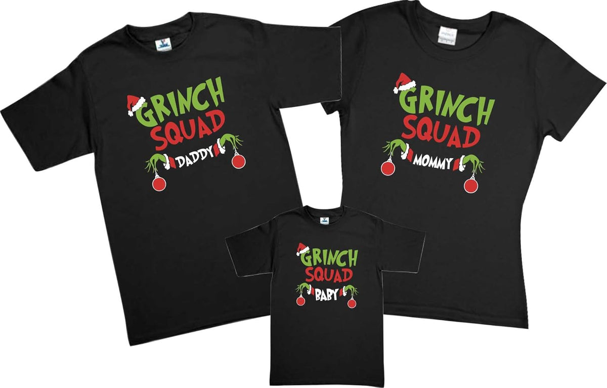 Set Grinch Squad 3 playeras Navidad Familia Evento Fiesta