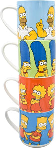 Los SImpsons juego de 4 Tarros de Porcelana Apilables, Tazas para Café de 330 ml, Multicolor