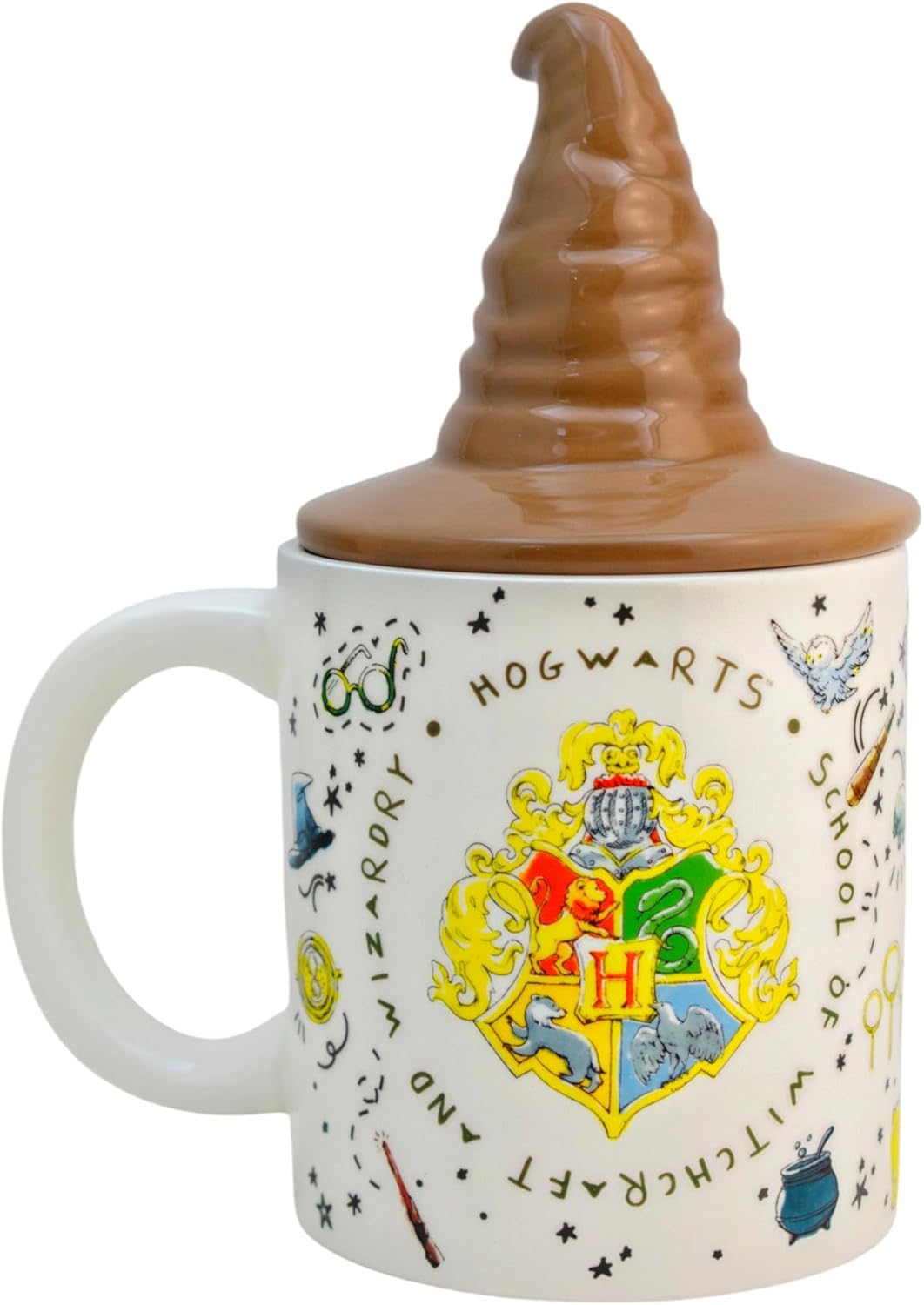 Harry Potter  Tarro Hogwarts Taza Tapa 3D Sombrero seleccionador Ceramica capacidad 532ML