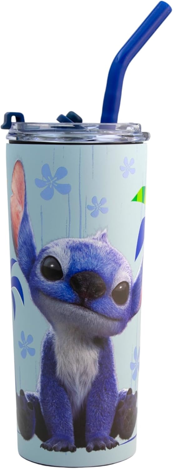Stitch Vaso Termo doble Pared Acero Inoxidable con tapa y Popote