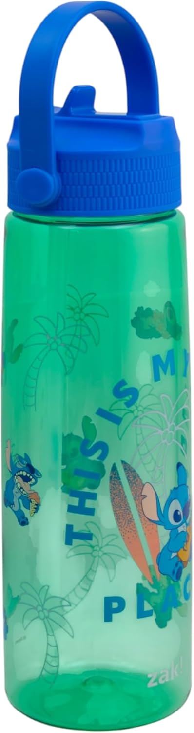 Stitch Botella de Agua Disney Lilo & Stitch 887ml, Vaso Reutilizable con Asa de Transporte, Diseño Tropical, Vaso Portátil para Deporte, Escuela, Oficina