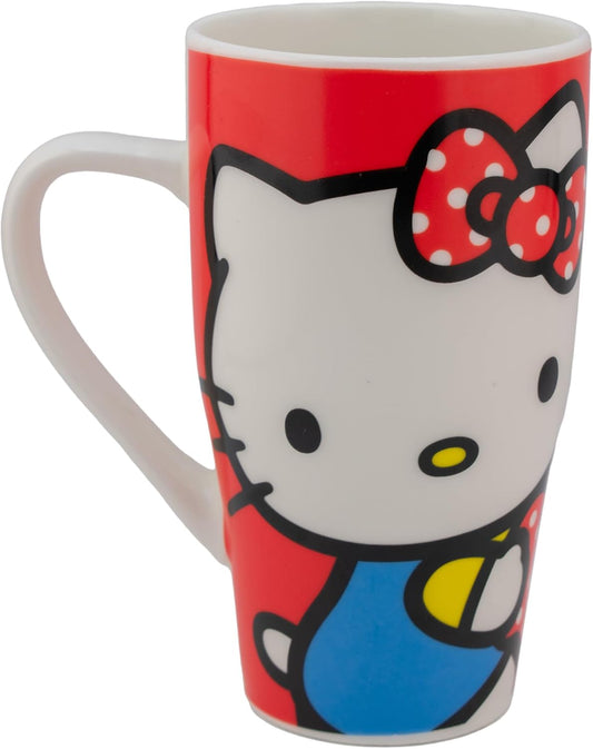 Hello Kitty Taza Grande de Porcelana Sanrio Tarro Largo con Asa Ergonómica Capacidad 600 ml