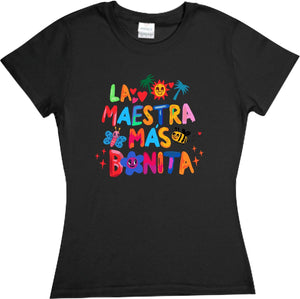 Playera La Maestra mas bonita Bichota corte Dama o Unisex Dia del Maestro 15 de Mayo