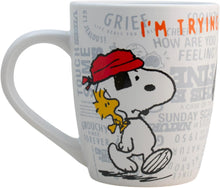 Cargar imagen en el visor de la galería, Snoopy Taza de cerámica para bebidas calientes de aniversario de Peanuts 740ml 75 aniversario
