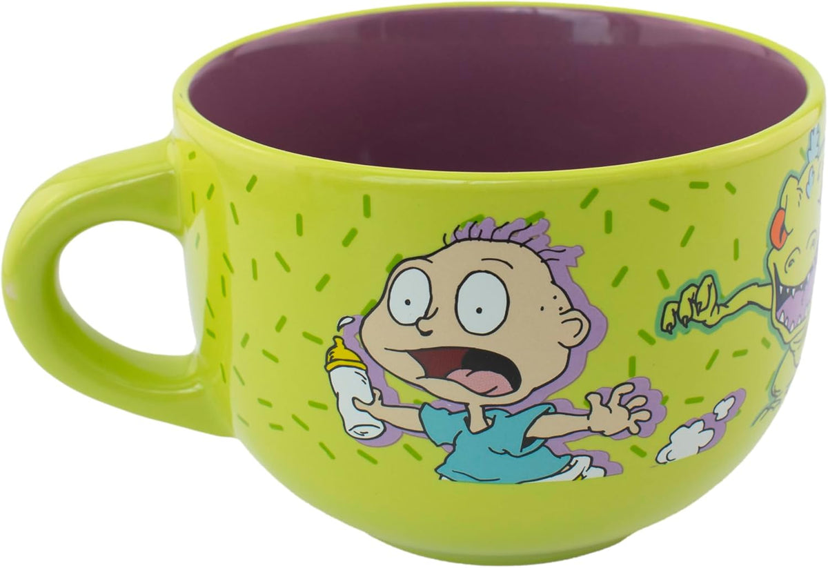 Rugrats Tarro Jumbo de Cerámica Nickelodeon,Tommy, Carlitos & Reptar “Don´t be a Baby”, Taza Jumbo, Cuenco para Cereal, Capacidad 820 ml