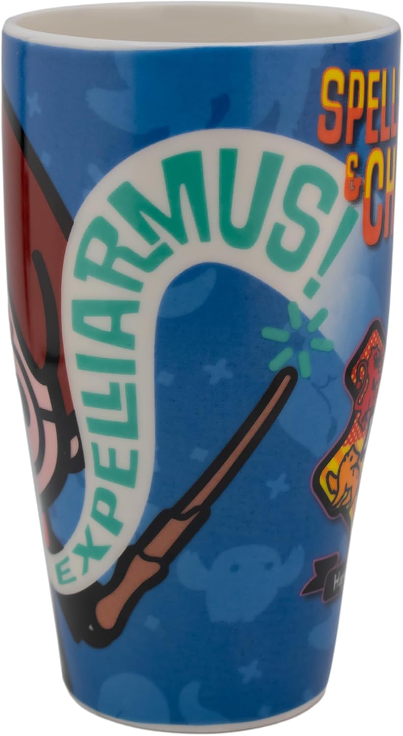 Taza Grande Harry Potter de Porcelana, Warner Bros Chibi Tarro Largo Para Bebidas Calientes con Asa Ergonómica Capacidad Capacidad 600 mililitros