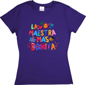 Playera La Maestra mas bonita Bichota corte Dama o Unisex Dia del Maestro 15 de Mayo