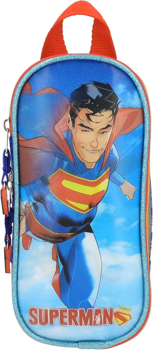 Superman Krypto Lapicera Estuchera Escolar Lenticular