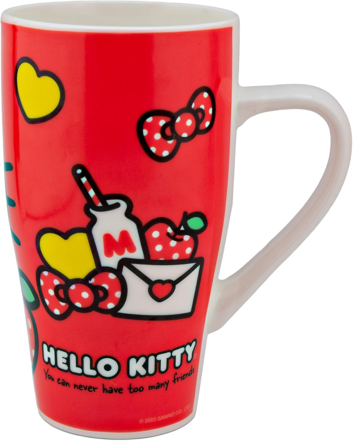 Hello Kitty Taza Grande de Porcelana Sanrio Tarro Largo con Asa Ergonómica Capacidad 600 ml