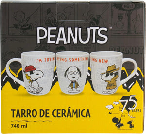 Snoopy Taza de cerámica para bebidas calientes de aniversario de Peanuts 740ml 75 aniversario