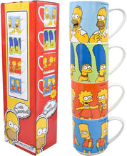 Cargar imagen en el visor de la galería, Los SImpsons juego de 4 Tarros de Porcelana Apilables, Tazas para Café de 330 ml, Multicolor
