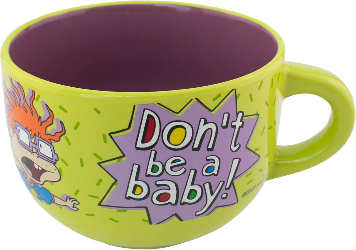 Rugrats Tarro Jumbo de Cerámica Nickelodeon,Tommy, Carlitos & Reptar “Don´t be a Baby”, Taza Jumbo, Cuenco para Cereal, Capacidad 820 ml