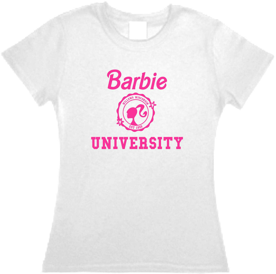 Playera Barbie University Dama/Caballero/Infantil