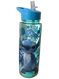 Stitch Botella Tapa con Asa y Popote Plegable de Plástico, Capacidad 700 ml