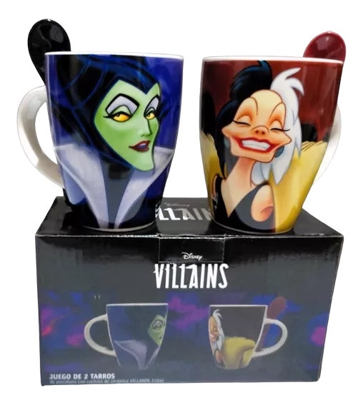 Set Villanas de Disney 2 tazas con cucharas de cerámica