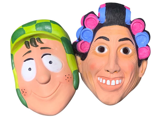 set 2 Mascaras El Chavo y Doña Florinda Disfraz pareja novios Halloween