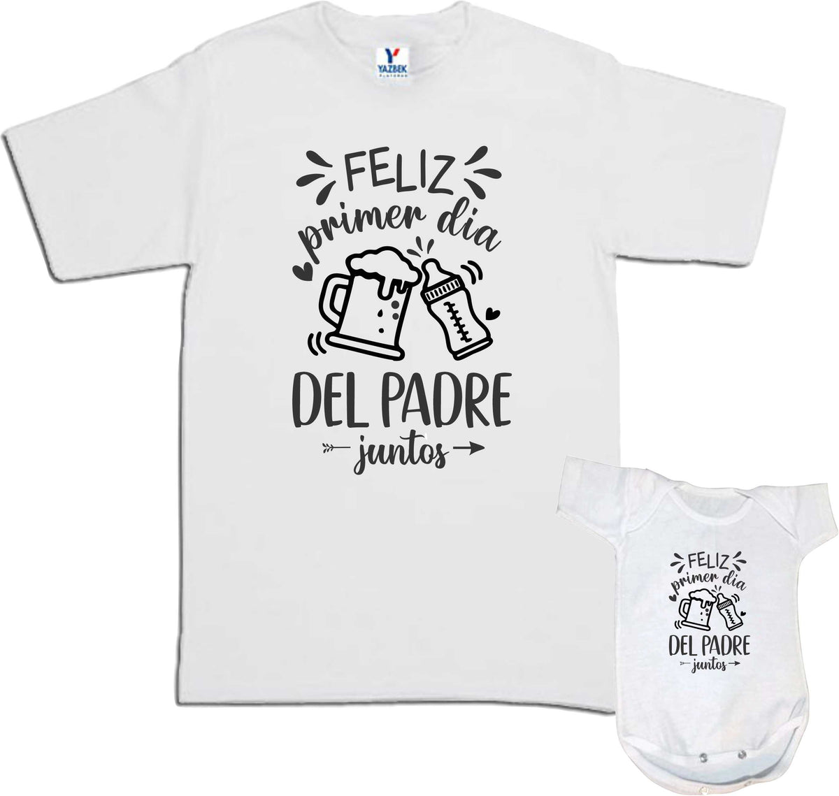 Set 2 playeras Nuestro Primer dia del Padre Juntos Duo Papá e hijo Familia Evento