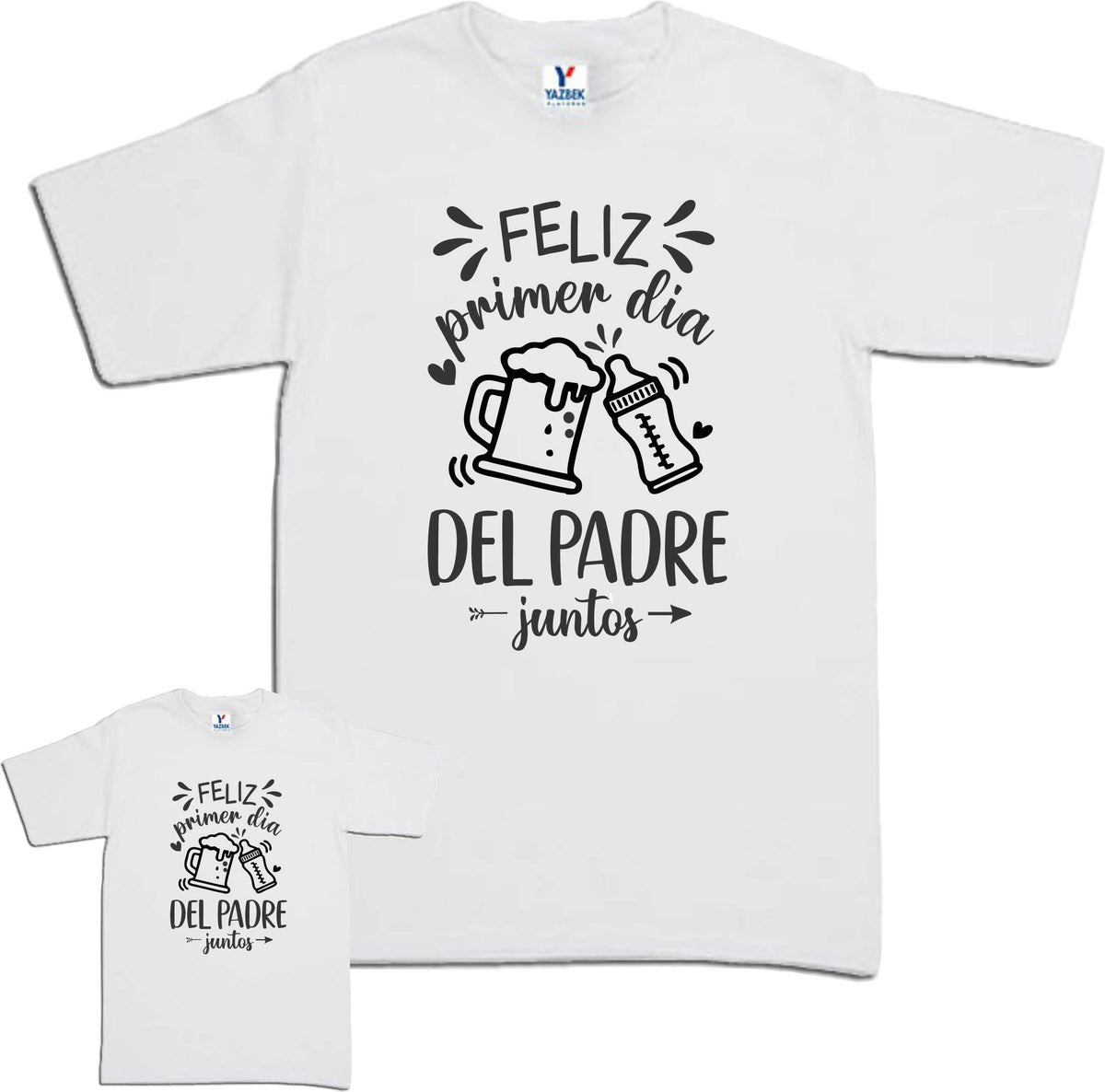 Set 2 playeras Nuestro Primer dia del Padre Juntos Duo Papá e hijo Familia Evento