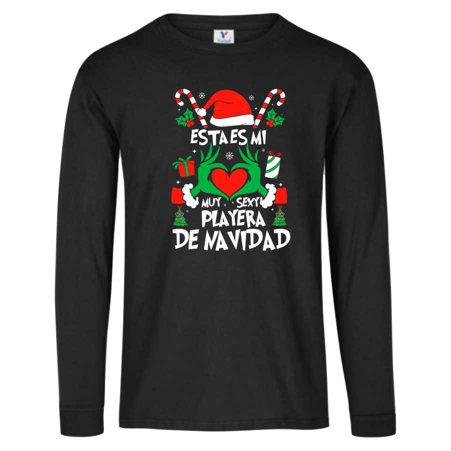 Playera Grinch estilo Ugly Sueter Navideño esta es mi playera muy sexy de navidad Ugly Shirt Sweater Dama / Caballero o Infantil Familia Reunion Navideña Evento Fiesta