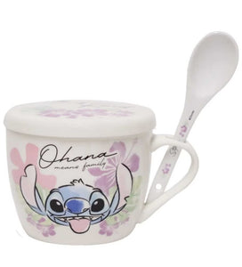 Stitch Taza con tapa y cuchara de Porcelana