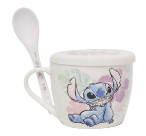 Stitch Taza con tapa y cuchara de Porcelana