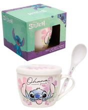 Cargar imagen en el visor de la galería, Stitch Taza con tapa y cuchara de Porcelana
