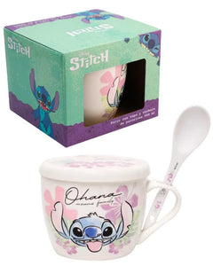 Stitch Taza con tapa y cuchara de Porcelana