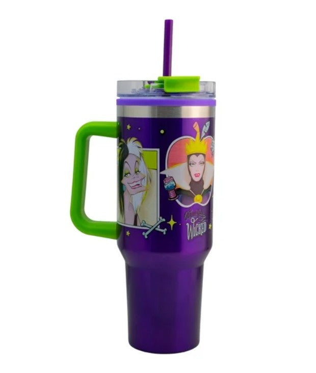 Termo Villanas Disney Doble Pared Con Asa Y Popote Maléfica, Úrsula, Cruella De Vil y la Reina Malvada Capacidad 1. 2 L