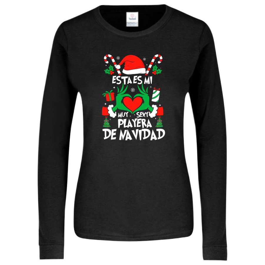 Playera Grinch estilo Ugly Sueter Navideño esta es mi playera muy sexy de navidad Ugly Shirt Sweater Dama / Caballero o Infantil Familia Reunion Navideña Evento Fiesta