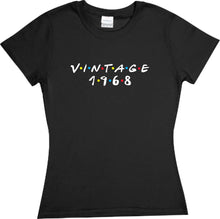 Cargar imagen en el visor de la galería, Playera Cumpleaños Vintage Friends Amigos MD1 Año Personalizable corte Infantil, Dama o Caballero
