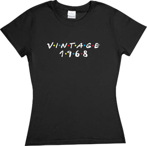 Playera Cumpleaños Vintage Friends Amigos MD1 Año Personalizable corte Infantil, Dama o Caballero