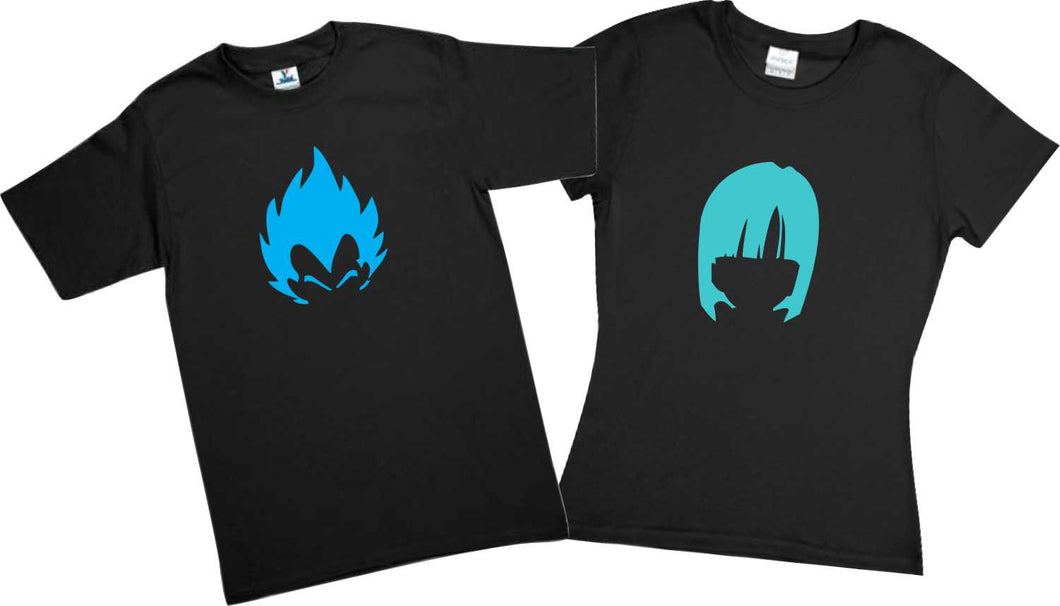 Set Bulma y Vegeta 2 playeras novios Pareja Duo San Valentin Amor