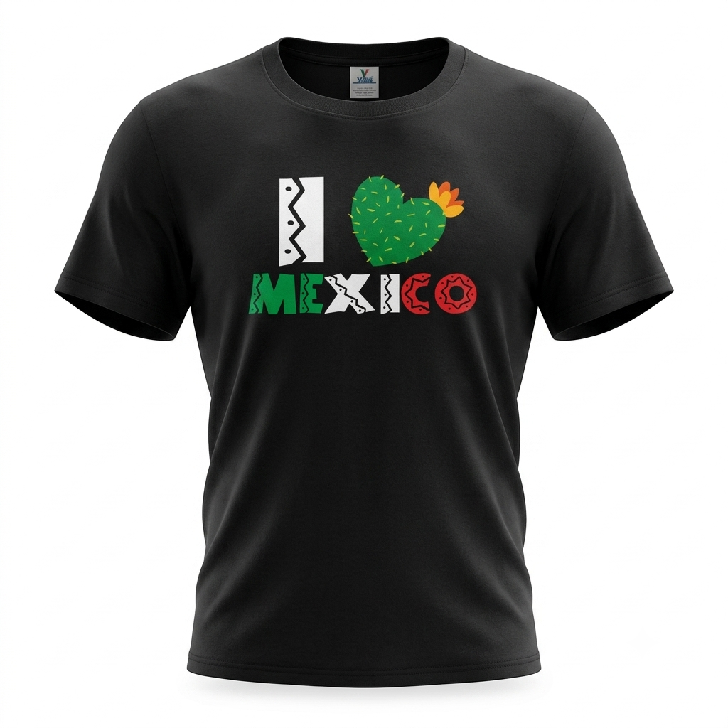 Playera I Love Mexico Yo Amo a Mexico 15 de Septiembre Fiestas Patrias Dama, Caballero o Infantil, Manga Corta, Algodón