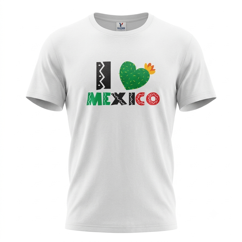 Playera I Love Mexico Yo Amo a Mexico 15 de Septiembre Fiestas Patrias Dama, Caballero o Infantil, Manga Corta, Algodón