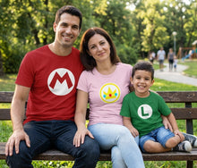 Cargar imagen en el visor de la galería, Set 3 Mario Luigi Princesa Peach Gamer Playeras Familia Evento Fiesta Juego Papá Mamá Infantil Cosplay
