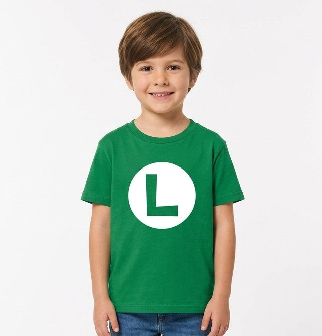 Playera Luigi Gamer Mario Mod 1 Dama/Caballero/Infantil Halloween Cosplay