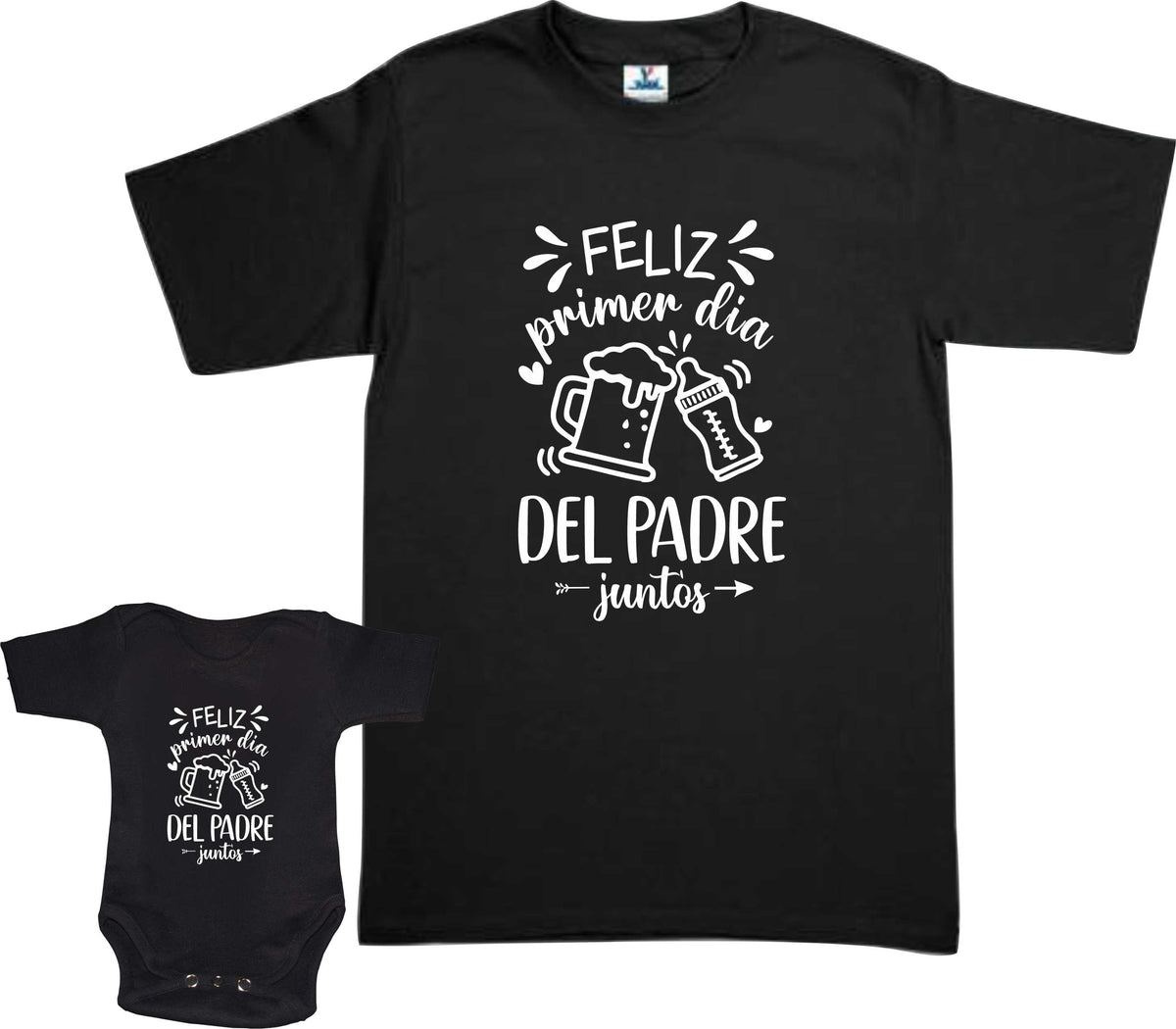 Set 2 playeras Nuestro Primer dia del Padre Juntos Duo Papá e hijo Familia Evento