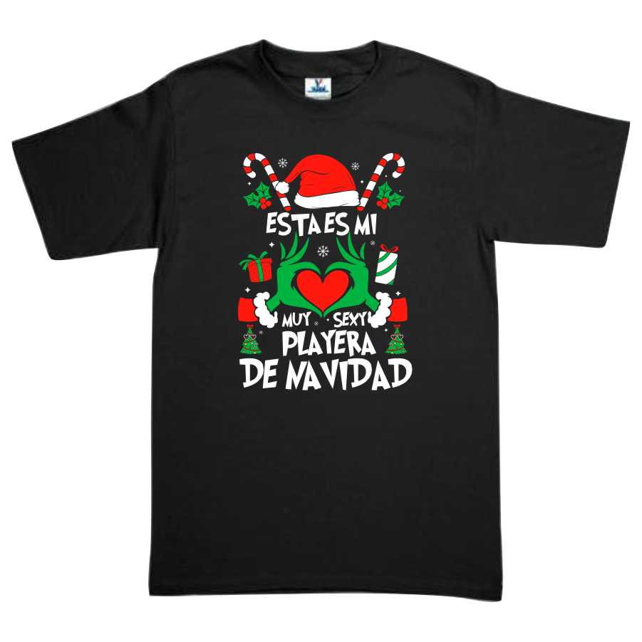Playera Estilo ugly sueter This is my it´s too hot for ugly christmas sweater shirt Grinch evento Navideño Corte dama/Caballero o Infantil familia evento Navidad Reunion