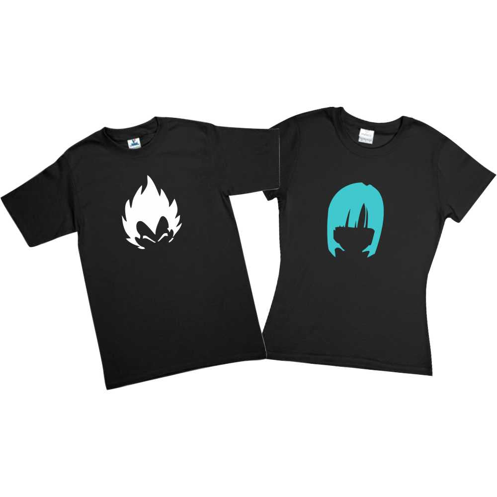 Set Bulma y Vegeta 2 playeras novios Pareja Duo San Valentin Amor