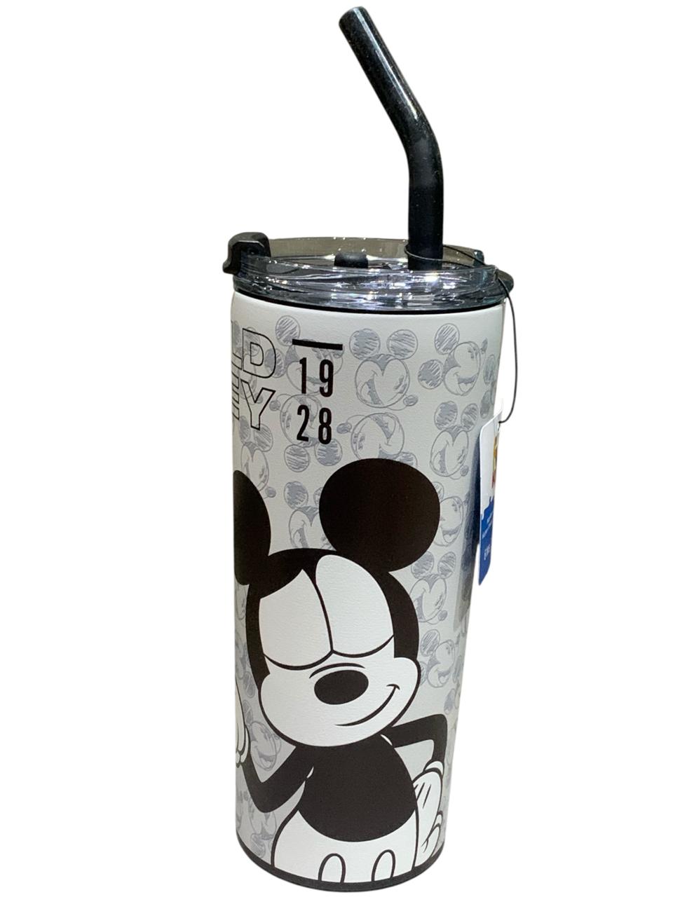 Mickey Mouse & Donald Vaso Termo doble Pared Acero Inoxidable con tapa y Popote