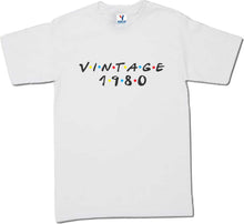 Cargar imagen en el visor de la galería, Playera Cumpleaños Vintage Friends Amigos MD1 Año Personalizable corte Infantil, Dama o Caballero
