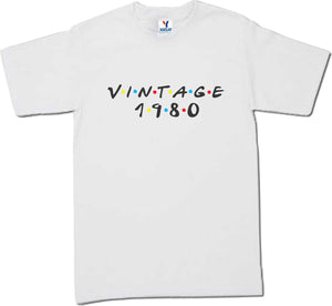 Playera Cumpleaños Vintage Friends Amigos MD1 Año Personalizable corte Infantil, Dama o Caballero