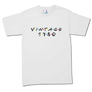 Playera Cumpleaños Vintage Friends Amigos MD1 Año Personalizable corte Infantil, Dama o Caballero