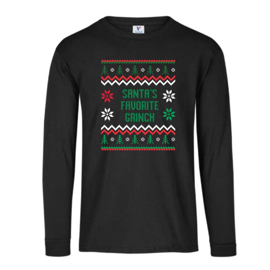 Playera Santa´s Favorite Grinch estilo Ugly Sweater Navidad Familia Fiesta Evento Reunion Corte Dama/Caballero o Infantil