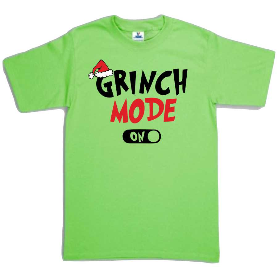 Playera Grinch Mode On Navidad Dama / Caballero o Infantil evento Familia Reunion