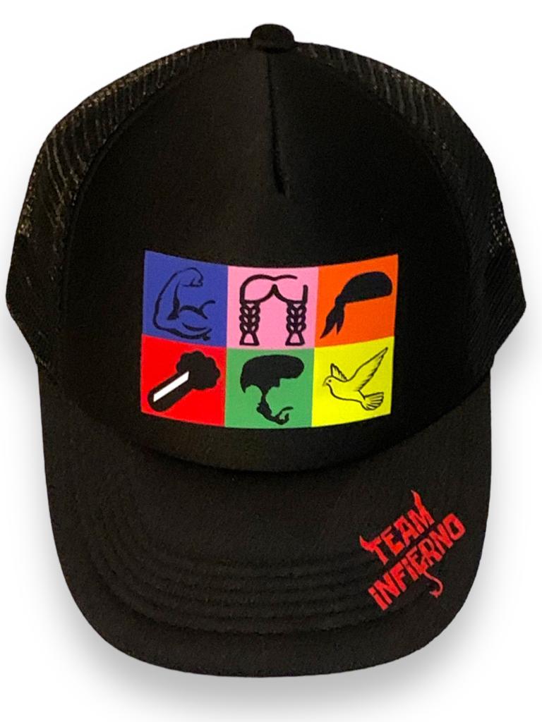 Gorra Team Infierno La Casa de los famosos tipo trucker malla